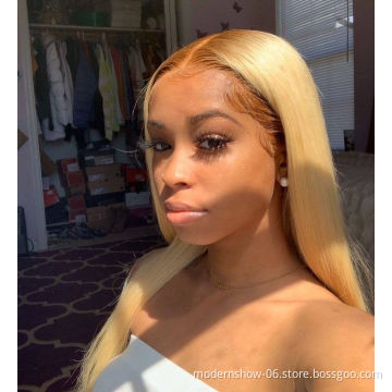Ombre color 1B 613 blonde straight lace frontal wig with baby hair,virgin hair lace front wigs